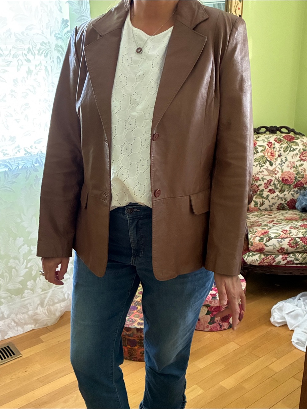 Vintage Chadwicks Brown Leather Blazer Jacket - Picture 5 of 8